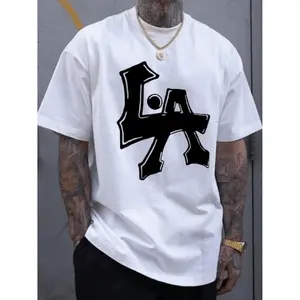 Fashionable printed Men's T-shirt, simple cut highlights masculinity, pure cotton material, calm solid color and dynamic printing combination, comfortable and breathable, summer essential classic.