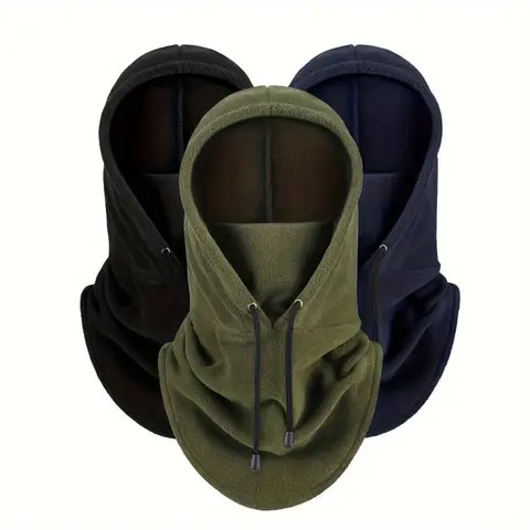Unisex Adults' 2-Pack Ski Mask & Face Masks - Windproof Full Head Cover, Adjustable Drawstring, Soft Fleece Lining, Warm Neck-Chin Protection for Skiing, Cycling (Black+Dark Blue)