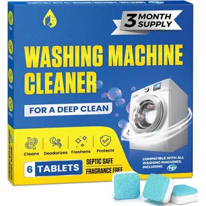 Washing Machine Cleaner, Deodorizer, & Descaler 6-Pack -  Deep Cleaning Tablets For HE Front Loader & Top Load Washer, Septic Safe  - 3 Month