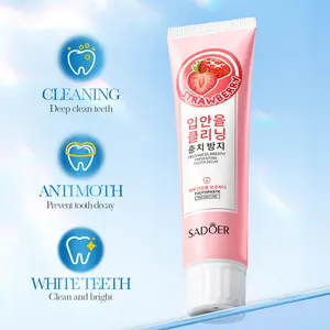 Sadoer Strawberry Fresh Toothpaste 100g, Natural Organic Mint Whitening, Anti-Cavity, Fresh Breath, Strengthen Teeth, Oral Care Solution