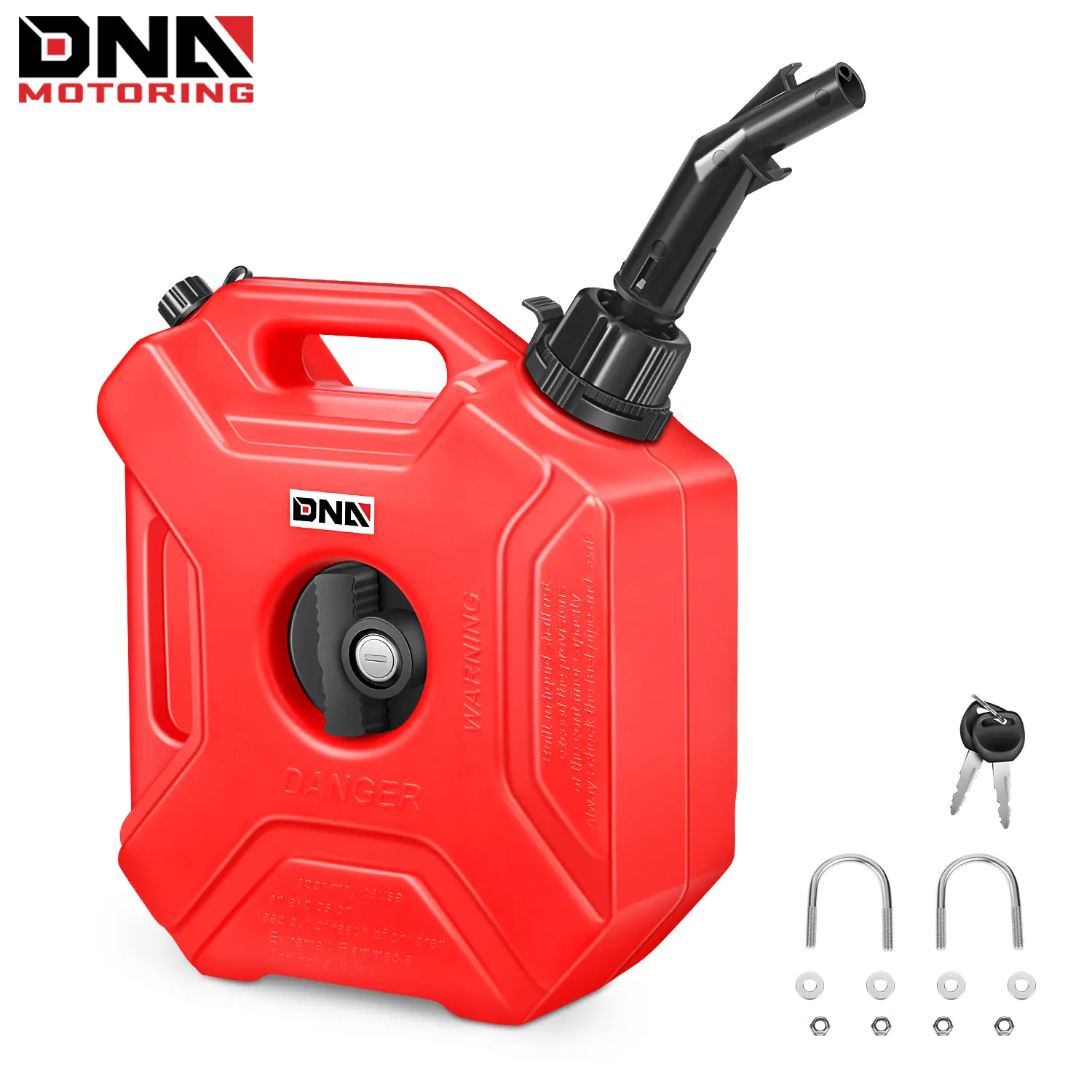 DNA MOTORING 1.3/2.6 Gallon Fuel Can Gas Tank, Portable Gas Can with Mounting Lock for Motorcycle ATV UTV Off-Road, Leak-Resistant Anti-Rust Red
