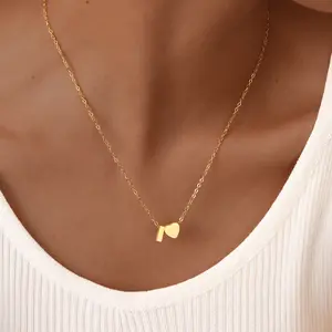 Fashion Tiny Heart Name Initial Necklace Gold Silver Color Letter Necklace For Women Pendant Birthday Gift