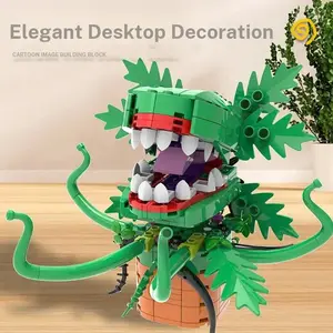 Audrey 2 Piranha Plant Bricks Compatible with Lego, Little Shop of Horrors Flowers Building Blocks, Gift for Halloween Christmas