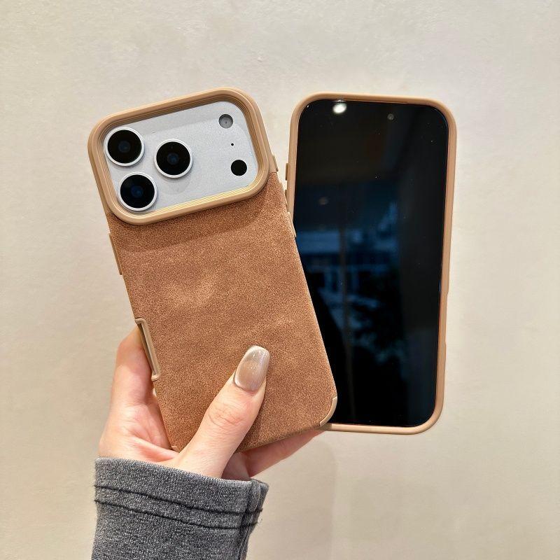 Luxury Suede Leather Phone Case for iPhone 17 16 15 14 13 12 11 X Pro/Pro Max/Plus/Air, Heavy Duty Camera Protection Shockproof Soft TPU Bumper Anti-Scratch Stain Resistant Protective Cover for Men Women Perfect Gift for Her/Him