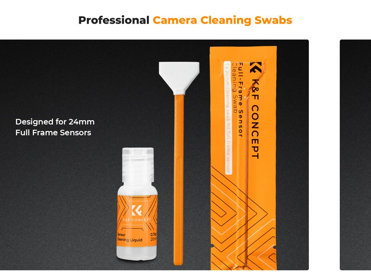 K&F CONCEPT 24mm Full Frame Sensor Cleaning Swab*6 + 20ml Sensor Cleaner, DSLR SLR Digital Camera CMOS and CCD Sensor Cleaning Swab Kits for Nikon Sony Canon Camera Clean
