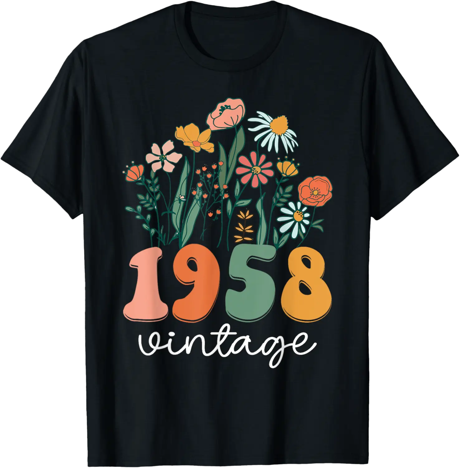 65 Years Old Vintage 1958 65th Women Birthday Wildflower T-Shirt - Nestorporas Shop 97B0CCPMP9L4