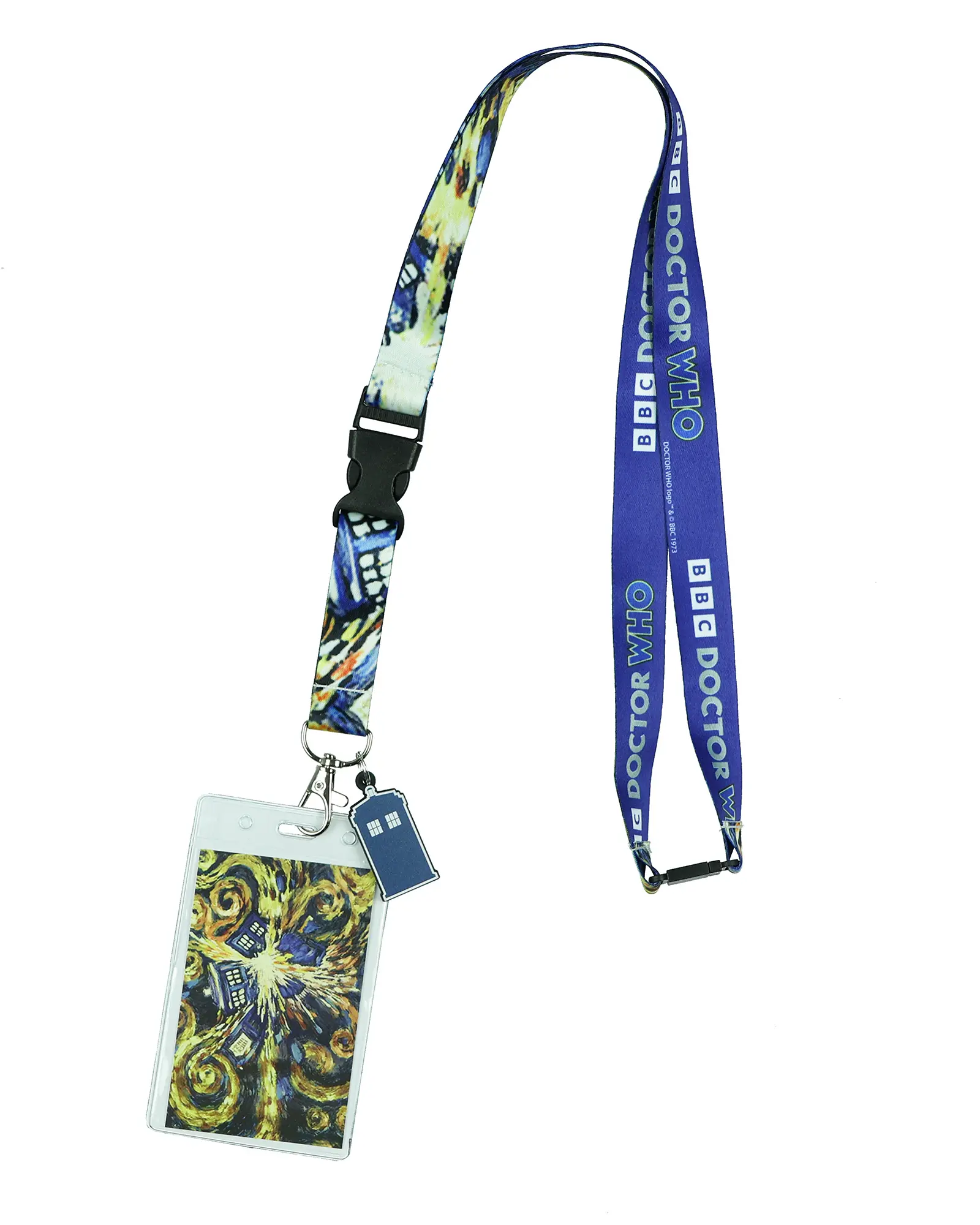 Doctor Who Breakaway Lanyard ID Badge Holder with 1.5" Rubber Charm, Lanyard for Keys Keychain (Exploding TARDIS Design), Crossbody Lanyard