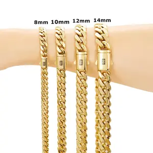 Men Women 14K Gold Plated Stainless Steel Necklace Classic 'S' Logo Hip Hop Jewelry Long Chain 16inch-30inch