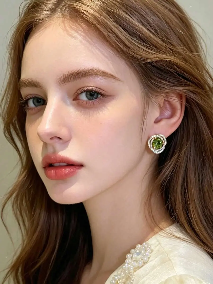 Geometric Twisted Green Glass Earrings (1 Pair) - Exquisite, Unique Elegant Costume Jewelry for Holiday Gatherings, Parties - Ideal for Teens & Girls