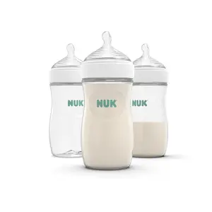 NUK Simply Natural Bottles, 1 Month or Older, Medium Flow, 9 Oz, Clear, 3 Count NUK USA LLC