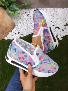 Women's Invisible Heel Soft Sole Round Toe Casual Shoes, Summer Slip-On Mesh Footwear, Comfortable Walking Sandals for Daily Wear
