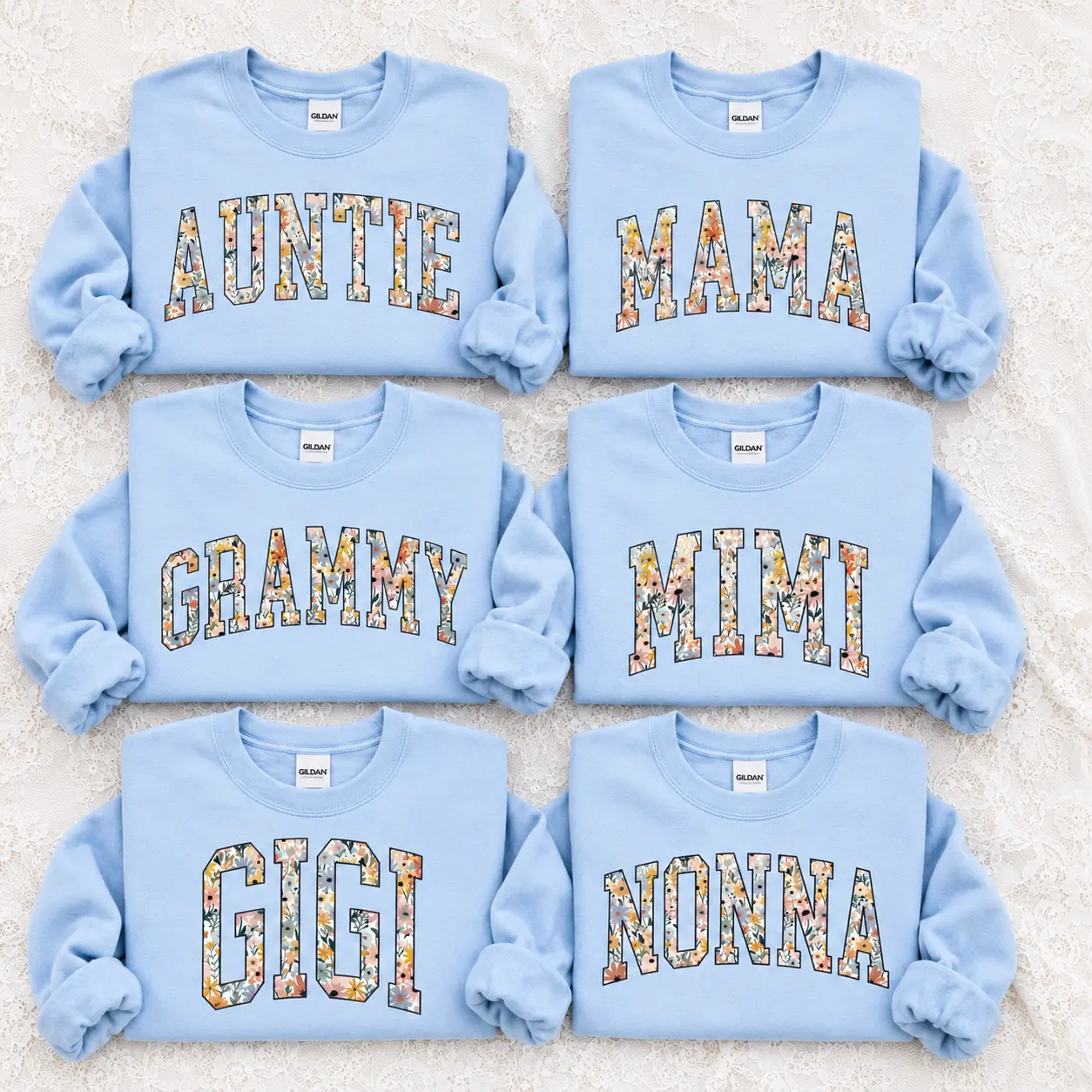 Personalized Floral Family Sweatshirt, Auntie Mama Grammy Mimi Gigi Nonna Crewneck, Custom Grandma Sweatshirt, Mother's Day Gift, Gildan Unisex Pullover -  Philip82