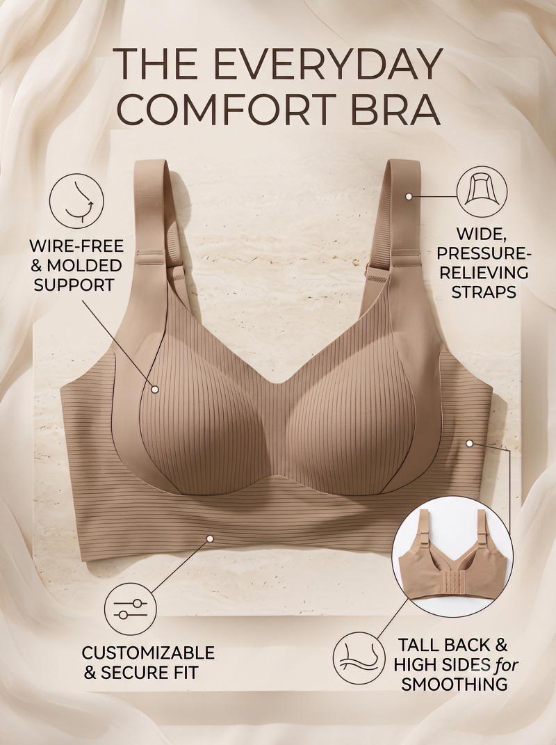 1/2/4PCS Seamless Wire-Free Push-Up Style Jelly Bra | Everyday T-Shirt Bralette & Soft Sleep Underwear for Women, High Stretch Adjustable Comfort Plus Size M-4XL