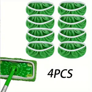 4pcs Microfiber Mop Cloth, Scouring Pad, Reusable Mop Board, Swiffer Flat Mops, Cleaning Home Accessories, 25x11.5cm, Microfiber Mop Pads