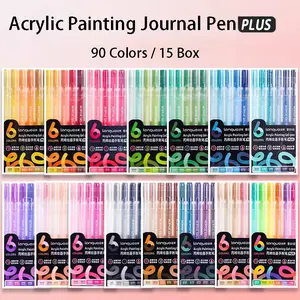 90pcs 1.0mm Acrylic Painting Pens, Dual-Function Marker Pens for Journaling, Album DIY Decoration, Greeting Card Drawing, Daily Doodling, Acrylic Markers