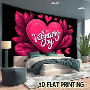 2D Flat Banners-1pc Festival banner Valentine S Day Heart Pink Theme Design multi-functional decoration suitable for festivals, courtyards, studios, homes and garden celebrations- perfect Valentine 's Day gift