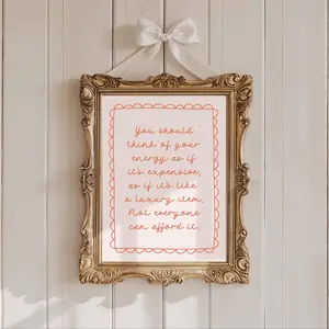 Think of Your Energy as Expensive Artwork Taylor Poster Quote Lyrics Print Subtle Office Decor Home Room Wall Art Orange  Printable- NO FRAME