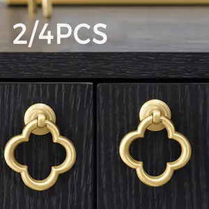 2/4 Pcs Floral Pattern Cabinet Handles, Single Hole Pull Handles, Round Kitchen Cabinet Knobs, Home Decor for Wardrobe, Drawer, Dressing Table