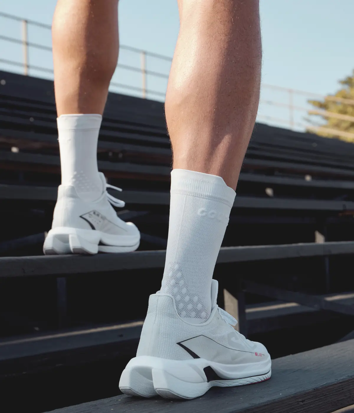 Courier: the HiFi sock. Men's Crew. Black, White, Green. Comfort, Support, Lightweight, Breathable. Best for Running and Cycling. Graduated compression.