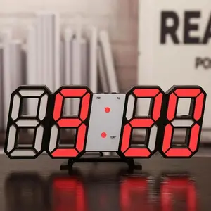 3D LED Digital Acrylic Wall Clock - Adjustable USB-Powered Electronic Decor, Glow Night Mode Hanging Accessory for Bedroom Aesthetics (White), Led Wall Clocks