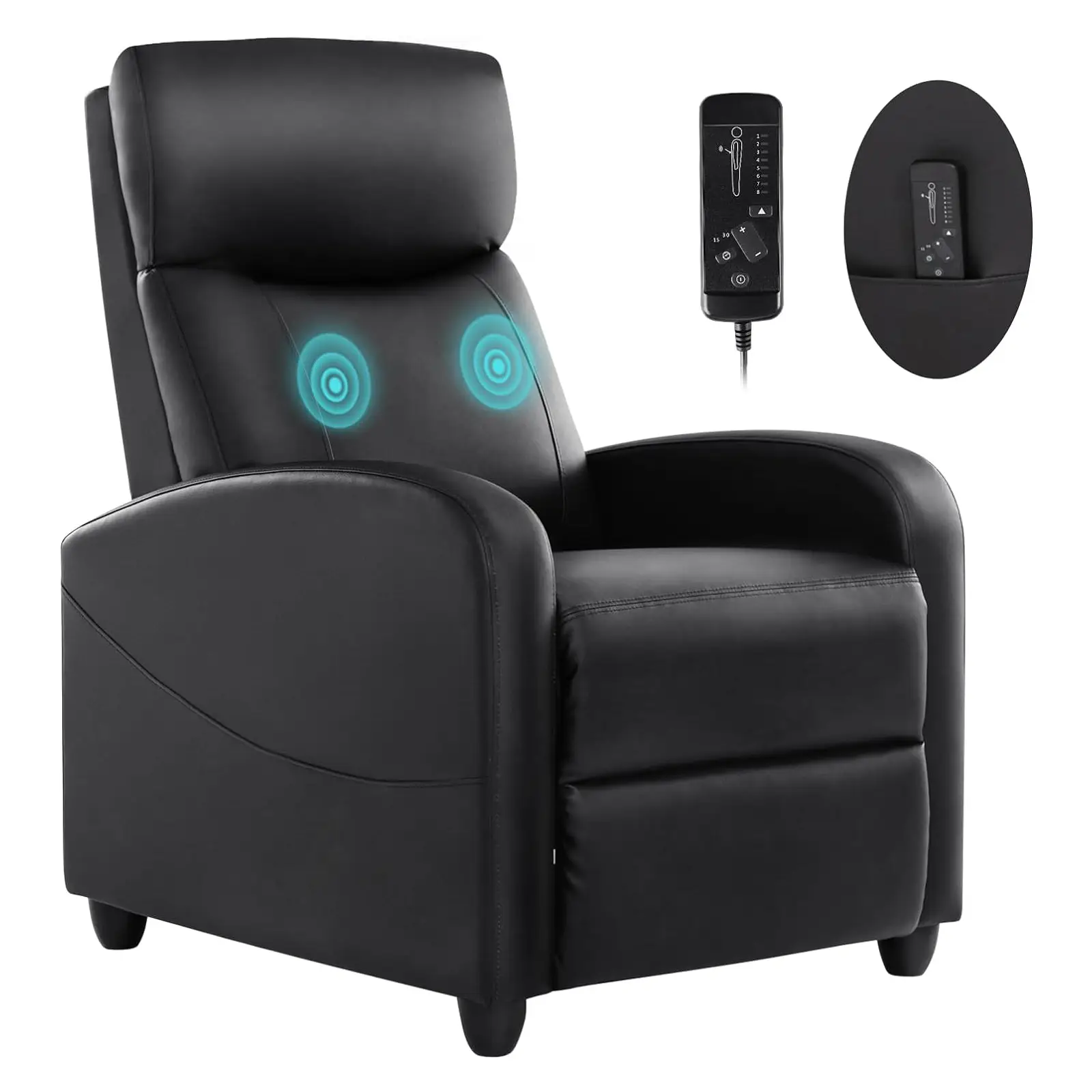 Recliner Chair for Living Room, Massage Recliner Winback Single Sofa Home Theater Chairs Adjustable Modern Reclining Chair with Padded Seat Backrest