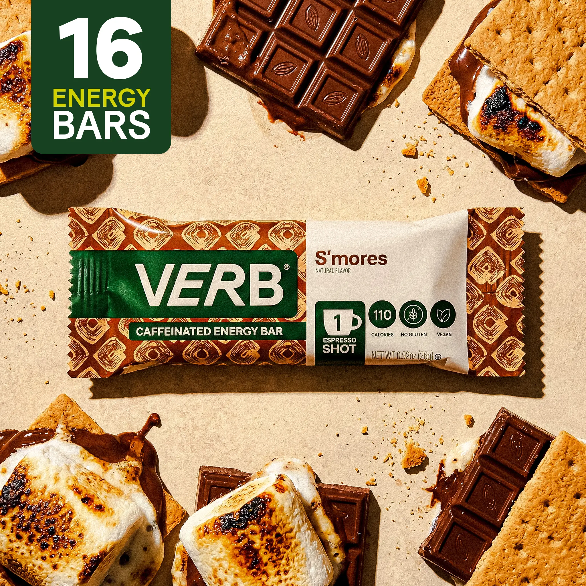 S’mores Caffeinated Energy Bars – 16 Pack (26g Each) Plant Based Snack S’mores Caffeinated Energy Bars – 16 Pack (26g Each) Plant Based Snack