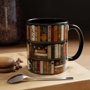 Bookish Coffee Mug for Book Lovers, Reading Coffee Cup, Cozy Book Mug, Bookshelf Mug Gift, Hot Cocoa Mug, Cute Book Gift, Literary Mug