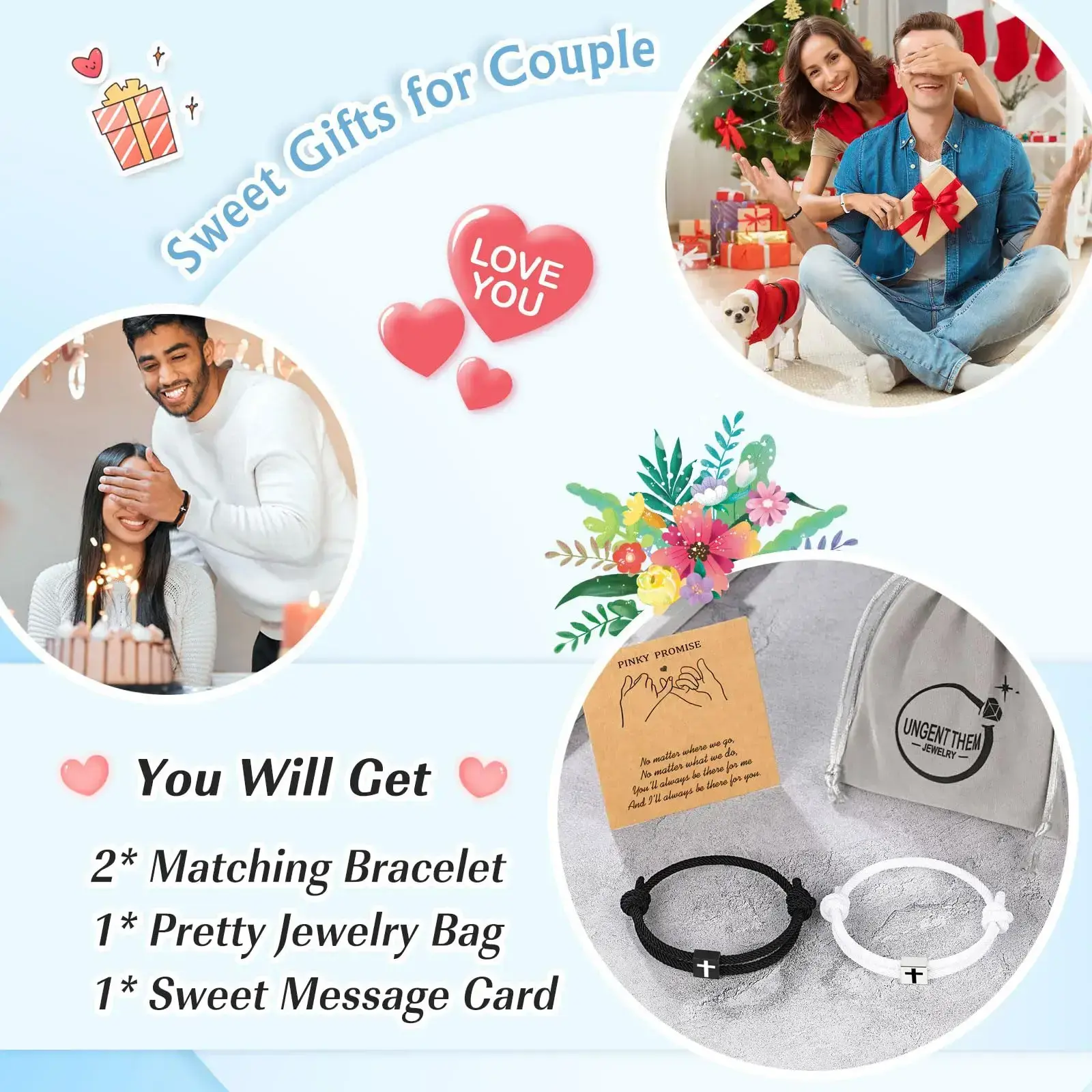 2Pcs Couples Cross Braided Rope Bracelets,Valentine's Day Christmas Anniversary Gifts for Girlfriend Boyfriend Women Men 2Pcs Couples Cross Braided Rope Bracelets,Valentine's Day Christmas Anniversary Gifts for Girlfriend Boyfriend Women Men