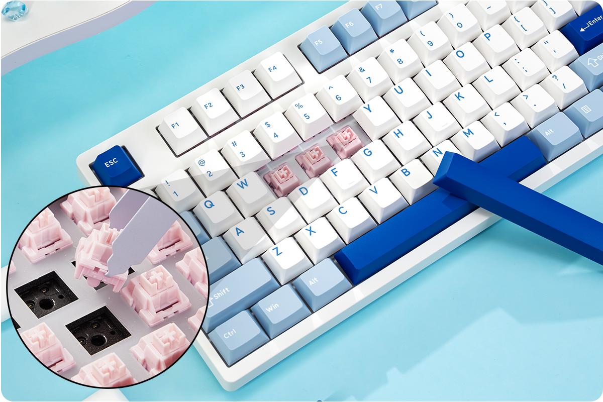 Akko Full Size White Wireless Gaming Keyboard, Glacier 3108 V3 Wired/Wireless Hot-swappable Mechanical Keyboard | Cherry Profile PBT Keycaps | USB-C Wired / 2.4G Wireless Mechanical Keyboard for Mac & Win