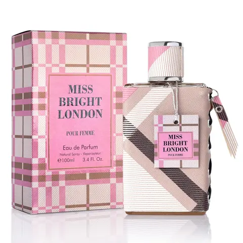 Miss Bright London Perfume - 3.4oz - Sweet, Elegant & Fruity Scent - Top Notes of Green Lime & Icy Pear - Base Notes of Vanilla, Amber, Mahogany & Balsamic Tonka Bean