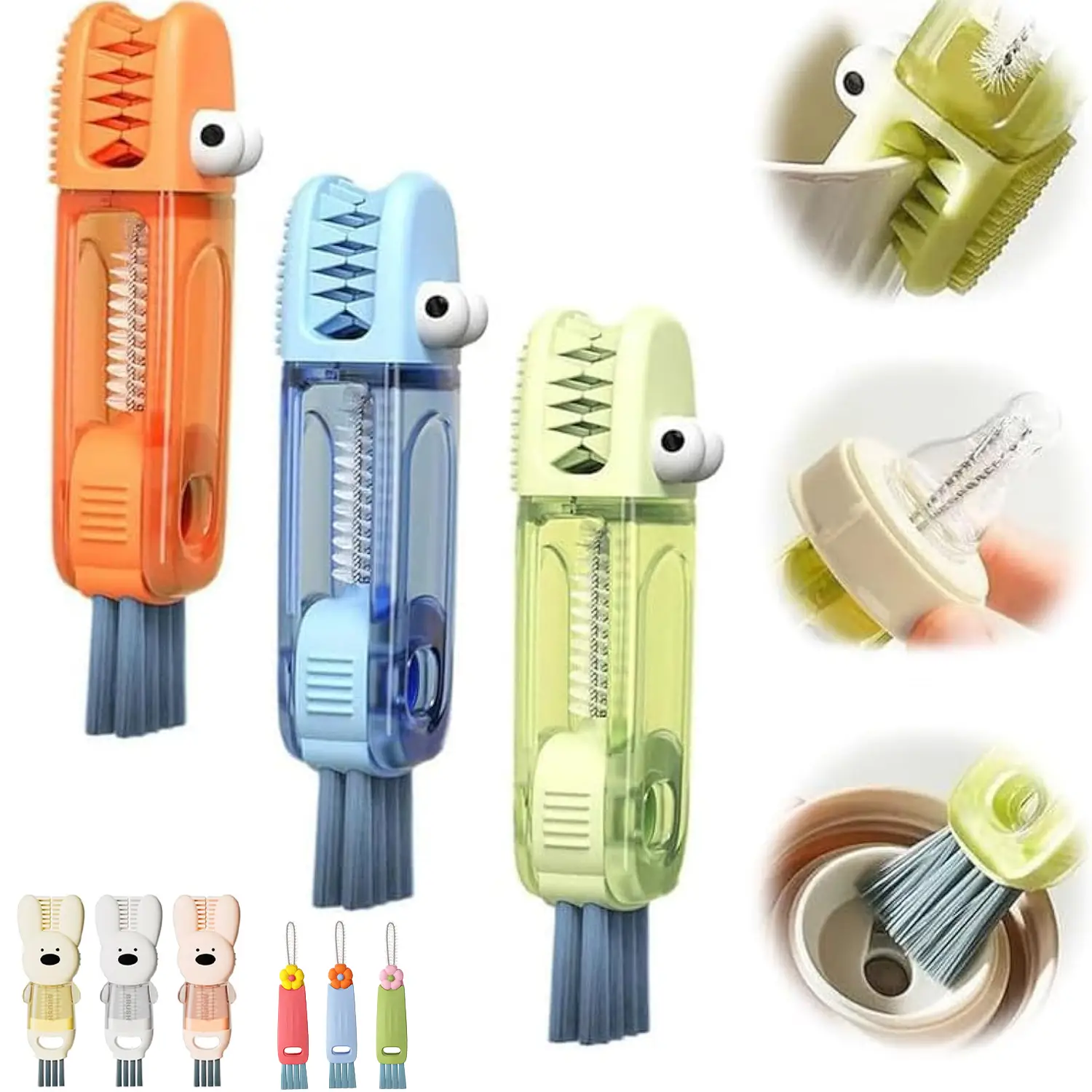 3 Counts Tumbler 3 in 1 Cup Lid Gap Cleaning Brush Cleaner, New Multi Multifunctional Baby Brush Tool, Multipurpose Water Bottle Gap, Bottlewasher