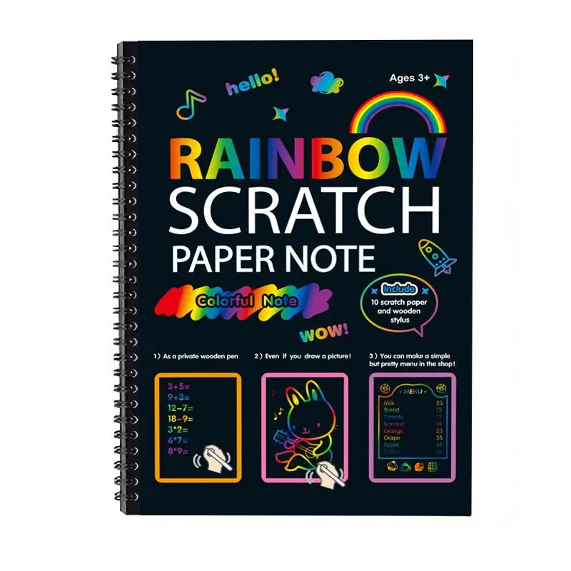 Rainbow Scratch Paper Art Set, 1/10pcs Scratch Paper Set with Wooden Stylus, Art Drawing Supplies for Kids, Birthday Gift, Party Favor Game
