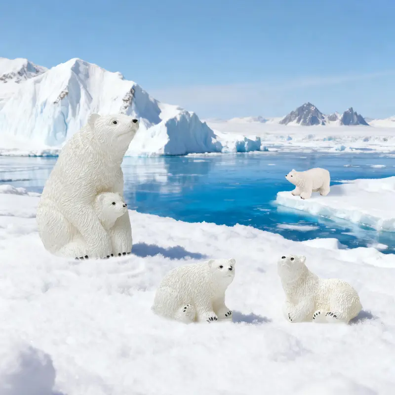 10-piece Set of Miniature Landscapes Creative Cute Snow Polar Bear Adorable Parent-child Bear Resin Crafts Decoration Cute Cartoon Figurine