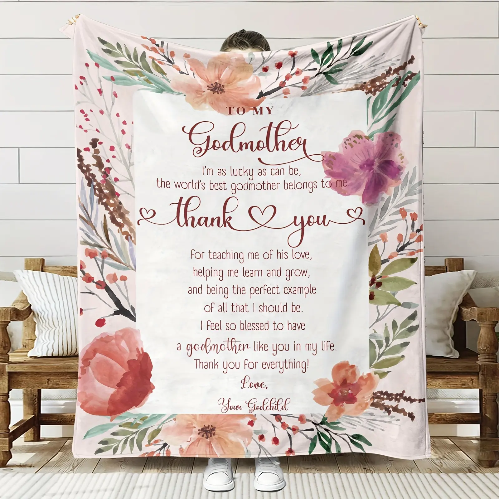 Customized Godmother Character Printed Retro Polyester Velvet Flannel Blanket - Soft, Modern, All-Seasons, Breathable, Durable, Machine Washable, Multicolor - Sofa, Bed Use - Ideal Birthday, Christmas Gift