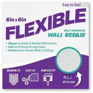 (R) 6 in. x 6 in. Flexible Self-Adhesive Wall Repair Patch (3-Pack) - Versatile, Cut-to-Fit, Easy Application for Holes, Cracks, and Corners