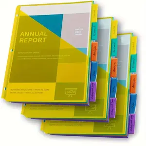 15-Piece Durable Plastic Binder Inserts, Five-Color Label System with Front Pocket, Letter Size Labels, Compatible with Three-Ring Binders