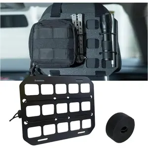 Car Headrest Organizer Rigid MOLLE Panel, Tactical Gear Seat Back Organizer, EDC Pouch Tool Gadget Holder, Backpack Insert Panel for Truck Equipment Mount Plate Modular Storage Shelf (Headrest Panel)