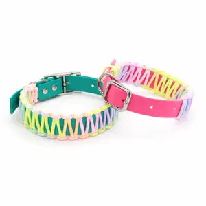 Easter Dog Collar Biothane® Vegan Leather Teal & Pink Waterproof Durable Pet Accessory for Indoor Outdoor Use Perfect Gift for Easter Spring Birthdays Weddings