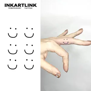 INKARTLINK Magic Tattoo 2 Sheets, Waterproof, Semi-permanent, Long-lasting, Temporary, Simple Fake Tattoo Sticker, Smiley Mini Tattoo, Finger Tattoo, Juice Tattoo, Party Tattoo, Art Tattoo Temporarytattoo