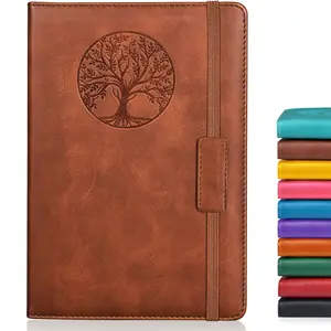 Lined Journal Notebook for Women Men,256 Pages A5 Hardcover Leather Journals for Writing,Travel,Business,Work & School,College Ruled Notebooks for Note Taking,Diary Notepad 5.7"×8.3"(Brown)
