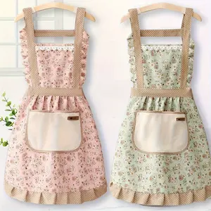 Floral Design Canvas Apron - 1pc, 2pcs with Adjustable Straps, Breathable Fabric, Perfect for Chefs And Waiters