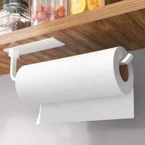 Paper Towel Holder - Self-Adhesive or Drilling, White, Upgraded Aluminum Kitchen Roll Dispenser Under Cabinet, but Stronger Than Stainless Steel!