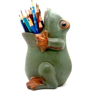 7" Ceramic Frog Shaped Plant Pot for Bonsai Flower Succulent Planter Candy Dish Pencil Holder Decor Multipurpose Frog Gift