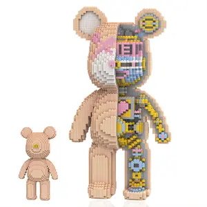 16.9" Semi-Mechanical Teddy Blocks Buildable Brick Bears for Adults - Micro Building Set Challenge for Ages 14+, Collectible Decor for Office or Bookshelf, Stress Relief - Birthdays Gift