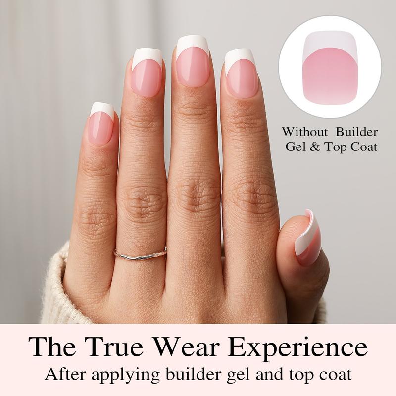 [ ProTips-French Kit ] PRO-TIPS 150pcs Pink Short Square French Nail Tip, 15 Sizes Press-On Nails, Gel Acrylic Nail Extensions for Easy DIY, Nail Glue Included, Ellie Young