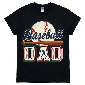 [MADE IN US] Classic Baseball Dad Shirt - Varsity Letter Graphic Tee - Men's Game Day Apparel