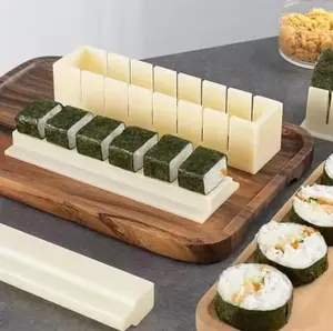 3-Piece Square Sushi Maker Mold Simple Roll Making Kit for Beginners Plastic Roller Mold Cutter Press Kit Plastic Ideal for DIY Craft Family Kitchen Parties Gift Homemade Tools