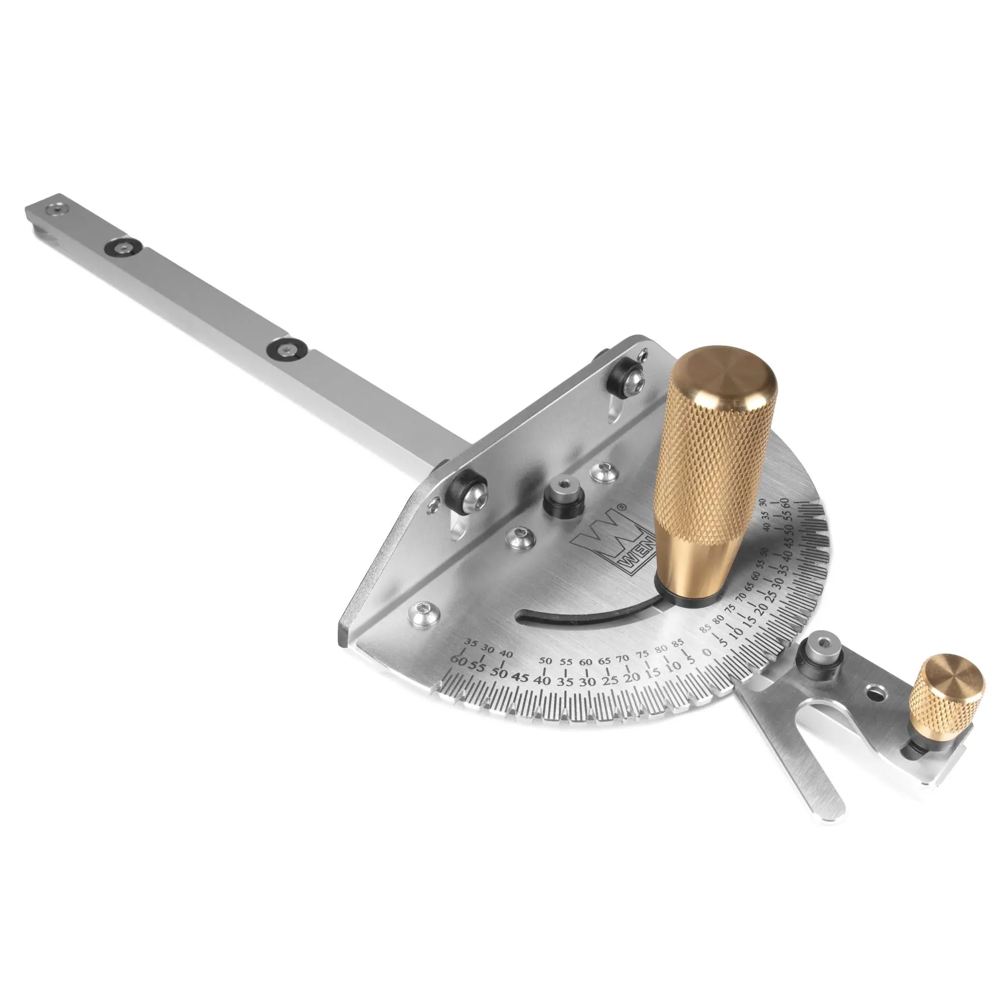 WEN WA1401 Heavy Duty Steel-and-Brass Premium Miter Gauge with Handle, 27 Angle Stops for Table Saws, Router Tables, Woodworking Tools
