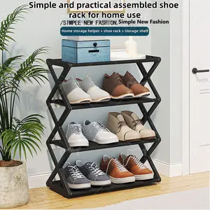 1 piece of creative X-shaped folding shoe rack: made of steel pipe material, dust-proof shoe rack, simple assembly design, simple and practical style, space saving, suitable for renting party, student party bedroom, Foldable shoe rack