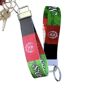 Custom Afghanistan Flag Keychain Collection Wristlet - Personalized Name Nylon Key Fob with Optional Custom Text